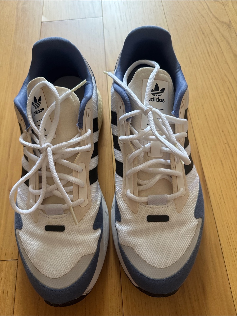 adidas Men's White and Blue Athletic Sneakers
